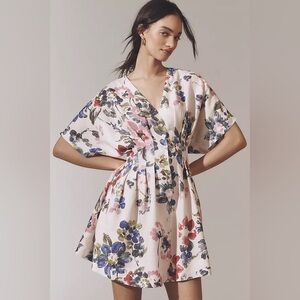 The Tobie Button-Front Pleated Shirt Dress by Exquise: Linen Mini Edition